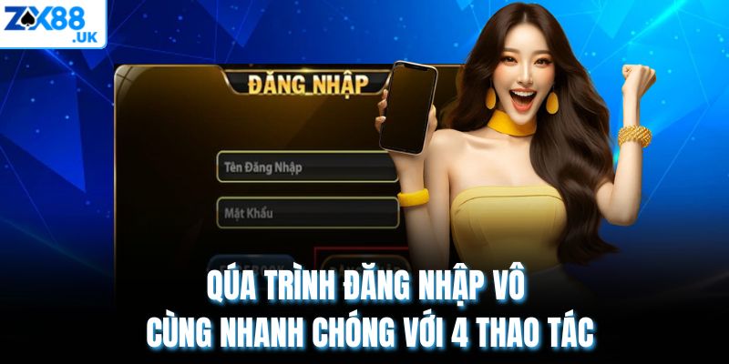 Qúa trình đăng nhập vô cùng nhanh chóng với 4 thao tác